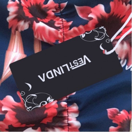 Plunge Neck Flounce Backless Padded Floral Print Low Waist Women Bikini Set (MIDNIGHT BLUE