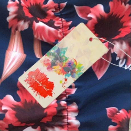 Plunge Neck Flounce Backless Padded Floral Print Low Waist Women Bikini Set (MIDNIGHT BLUE