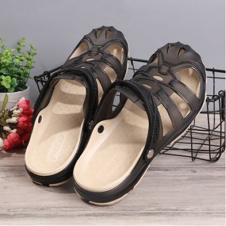 ZEACAVA Men Fashion Honeycomb Environmental Beach Breathable Slippers (BLACK)