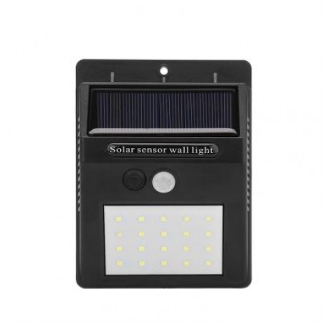 20LEDS Waterproof Solar PIR Motion Sensor Wall Lamp (BLACK)