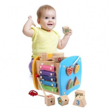 Puzzle Building Block Box Shape Matching Educational Toys (MULTI)