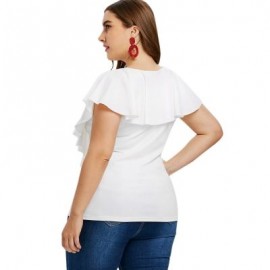 Criss Cross Plus Size Ruffle Insert T-shirt (WHITE)