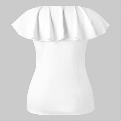 Criss Cross Plus Size Ruffle Insert T-shirt (WHITE)