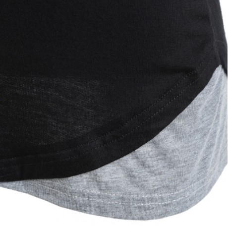 Shoulder Cut Half Sleeve T-shirt with Rivet (BLACK)