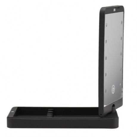 Portable Rotation LED Makeup Mirror with Organizer Stand (BLACK)