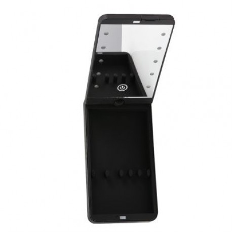 Portable Rotation LED Makeup Mirror with Organizer Stand (BLACK)
