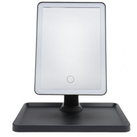 Rotation Intelligent LED Light Makeup Mirror with Rectangular Stand (BLACK)