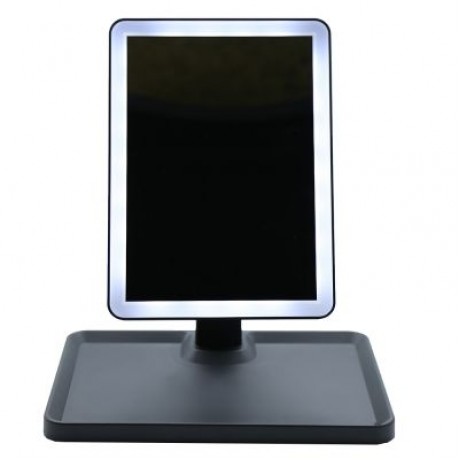 Rotation Intelligent LED Light Makeup Mirror with Rectangular Stand (BLACK)