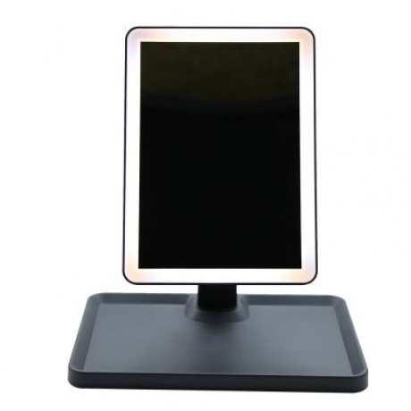 Rotation Intelligent LED Light Makeup Mirror with Rectangular Stand (BLACK)