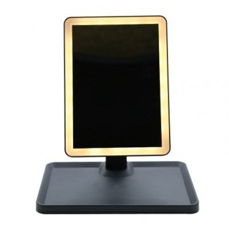 Rotation Intelligent LED Light Makeup Mirror with Rectangular Stand (BLACK)