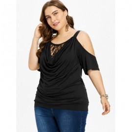 Plus Size Cowl Neck Blouson T-shirt (BLACK)