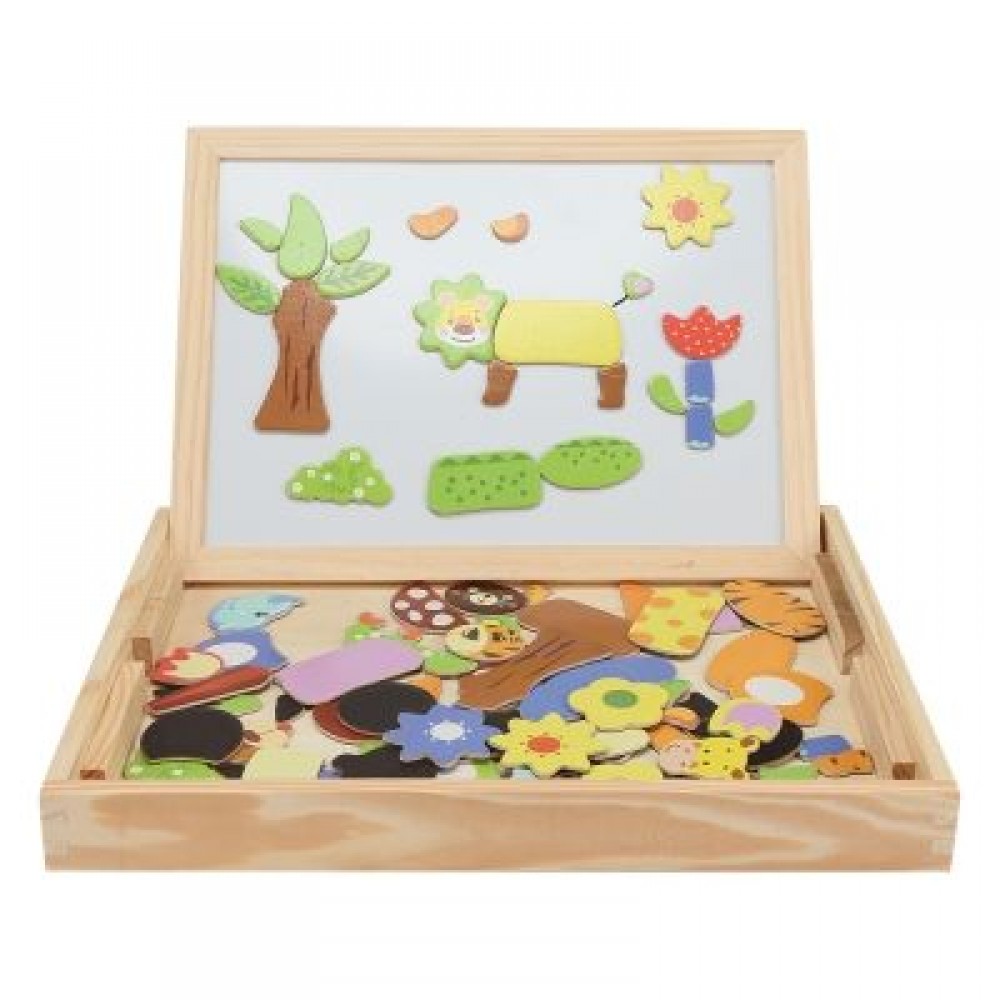 Wooden Magnetic Puzzle Kids Jigsaw Drawing Board Educational Toys (MULTI-A)