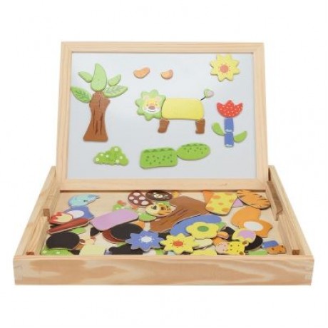 Wooden Magnetic Puzzle Kids Jigsaw Drawing Board Educational Toys (MULTI-A)