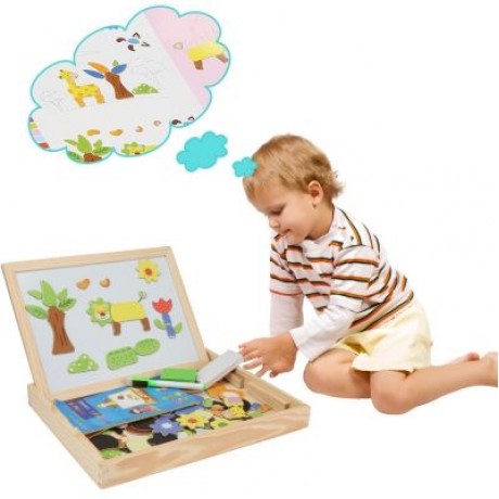 Wooden Magnetic Puzzle Kids Jigsaw Drawing Board Educational Toys (MULTI-A)