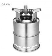 Outlife Stainless Steel Detachable Outdoor Firewood Stove with Pouch (SILVER)
