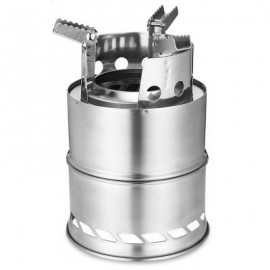 Outlife Stainless Steel Detachable Outdoor Firewood Stove with Pouch (SILVER)