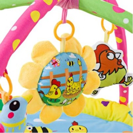 Karchibate Cute Cats Baby Soft Play Mat Crawling Blanket with Musical Rattles (ORANGE)