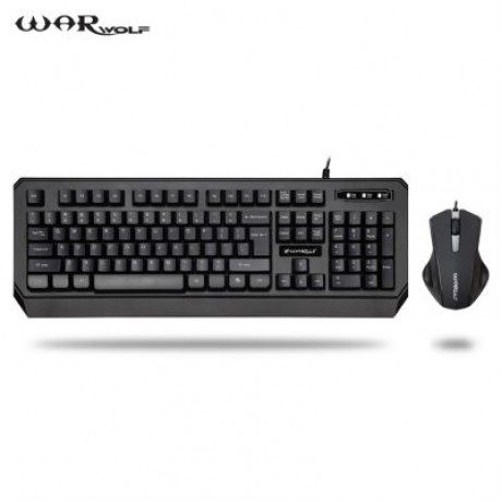 Warwolf KM - 722 Wired Keyboard Mouse Suit 104 Keys (BLACK)