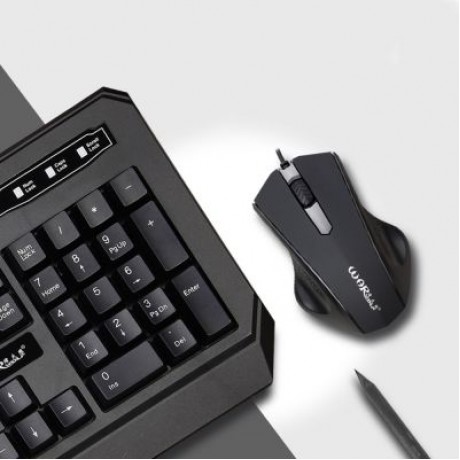 Warwolf KM - 722 Wired Keyboard Mouse Suit 104 Keys (BLACK)