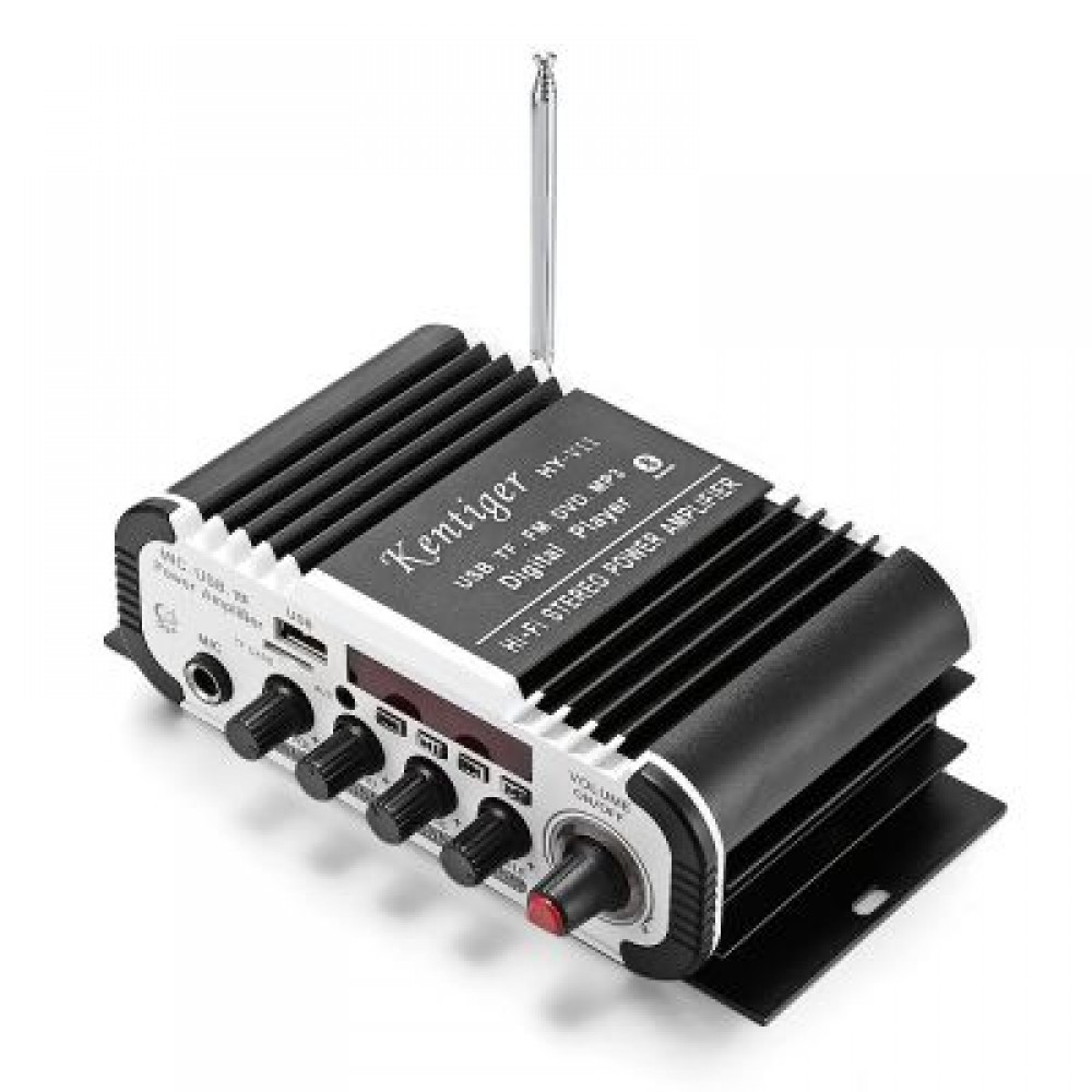 Kentiger HY - V11 Bluetooth Amplifier 2-channel Audio Support TF USB FM (BLACK)
