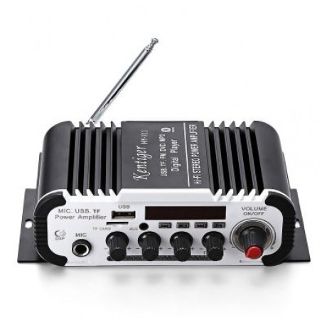 Kentiger HY - V11 Bluetooth Amplifier 2-channel Audio Support TF USB FM (BLACK)