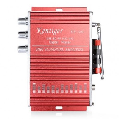 Kentiger HY - 504 HiFi 4-channel Stereo Audio Remote Control Amplifier (LOVE RED)