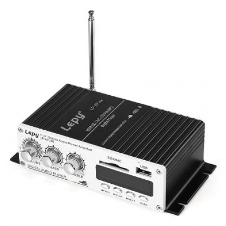 Lepy A7 Bluetooth Amplifier 2-channel HiFi Stereo Audio Support SD USB FM (BLACK)