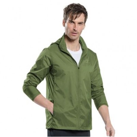 TECTOP JL - 3009 MEN BREATHABLE SPORTS JACKET WINDPROOF LIGHT BEACH WEAR (ARMY GREEN)