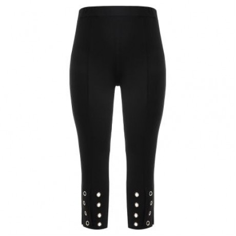 Plus Size Grommet Embellished Pants (BLACK)