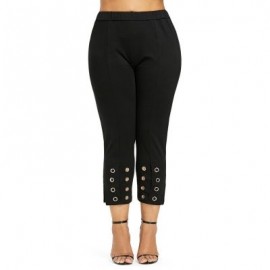 Plus Size Grommet Embellished Pants (BLACK)