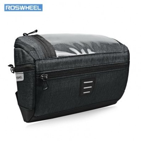 ROSWHEEL 111459 3L Capacity Bike Front Handlebar Bag Bicycle Basket (GRAY)