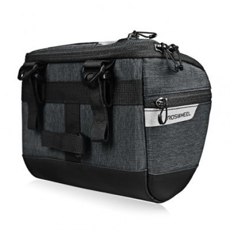 ROSWHEEL 111459 3L Capacity Bike Front Handlebar Bag Bicycle Basket (GRAY)