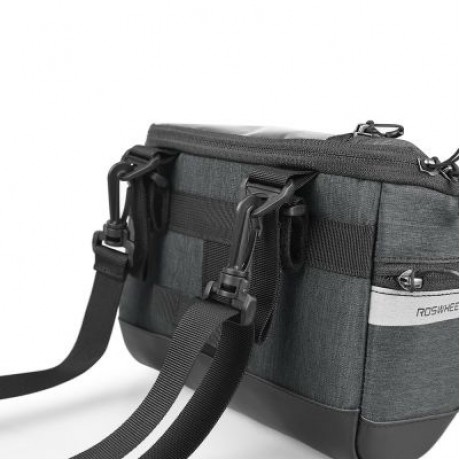 ROSWHEEL 111459 3L Capacity Bike Front Handlebar Bag Bicycle Basket (GRAY)