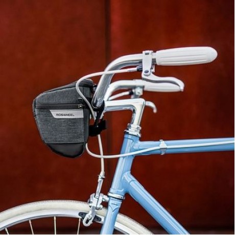 ROSWHEEL 111459 3L Capacity Bike Front Handlebar Bag Bicycle Basket (GRAY)