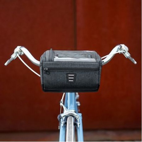 ROSWHEEL 111459 3L Capacity Bike Front Handlebar Bag Bicycle Basket (GRAY)