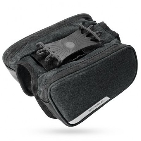 ROSWHEEL 121461 Bicycle Top Tube Pannier Bike Frame Bag with Phone Mount Holder (GRAY)