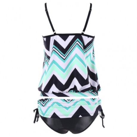 Zig Zag Spaghetti Strap Tankini Set (MULTI-A)