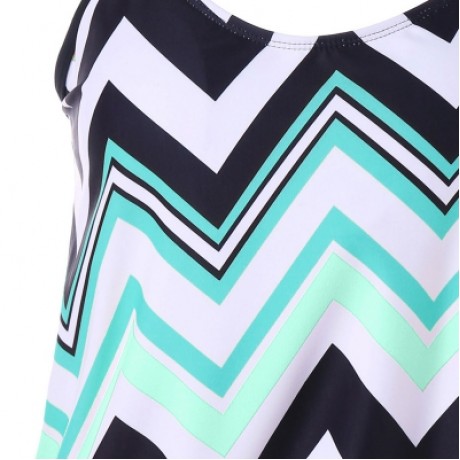 Zig Zag Spaghetti Strap Tankini Set (MULTI-A)