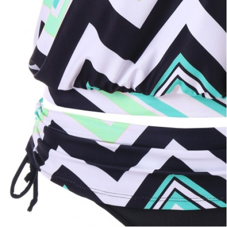 Zig Zag Spaghetti Strap Tankini Set (MULTI-A)