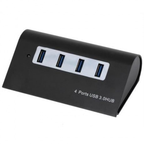 ALUMINUM ALLOY CASING 4 PORTS USB3.0 HUB FOR MOIBLE PHONE TABLET PC COMPUTER (BLACK)