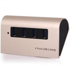 ALUMINUM ALLOY CASING 4 PORTS USB3.0 HUB FOR MOIBLE PHONE TABLET PC COMPUTER (GOLDEN)