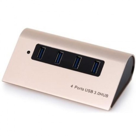 ALUMINUM ALLOY CASING 4 PORTS USB3.0 HUB FOR MOIBLE PHONE TABLET PC COMPUTER (GOLDEN)
