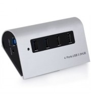 ALUMINUM ALLOY CASING 4 PORTS USB3.0 HUB FOR MOIBLE PHONE TABLET PC COMPUTER (SILVER)