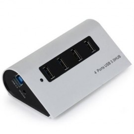 ALUMINUM ALLOY CASING 4 PORTS USB3.0 HUB FOR MOIBLE PHONE TABLET PC COMPUTER (SILVER)