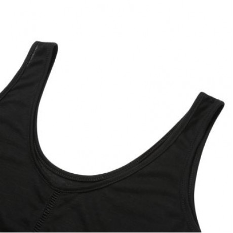 Casual Scoop Neck Sleeveless Peplum Ruffle Hollowed-out Tank Top (BLACK)