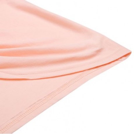 Round Collar Short Sleeve Backless Knot Loose Women T-shirt (PINK BUBBLEGUM)