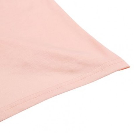 Round Collar Short Sleeve Backless Knot Loose Women T-shirt (PINK BUBBLEGUM)