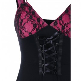 Lace Up Babydoll Tank Top (ROSE RED)