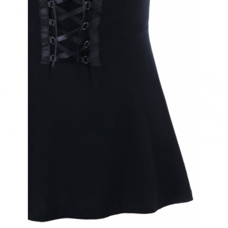 Lace Up Babydoll Tank Top (ROSE RED)