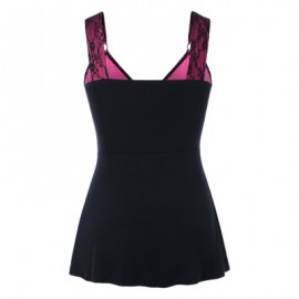Lace Up Empire Waist Corset Tank Top (ROSE RED)